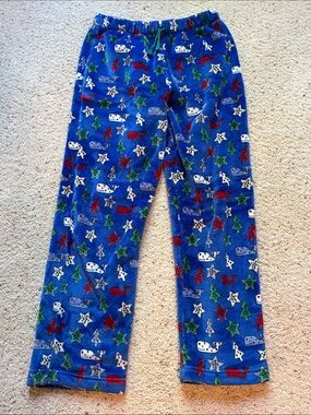 Vineyard Vines Blue Fleece Holiday Whale & Tree Pajama Pants